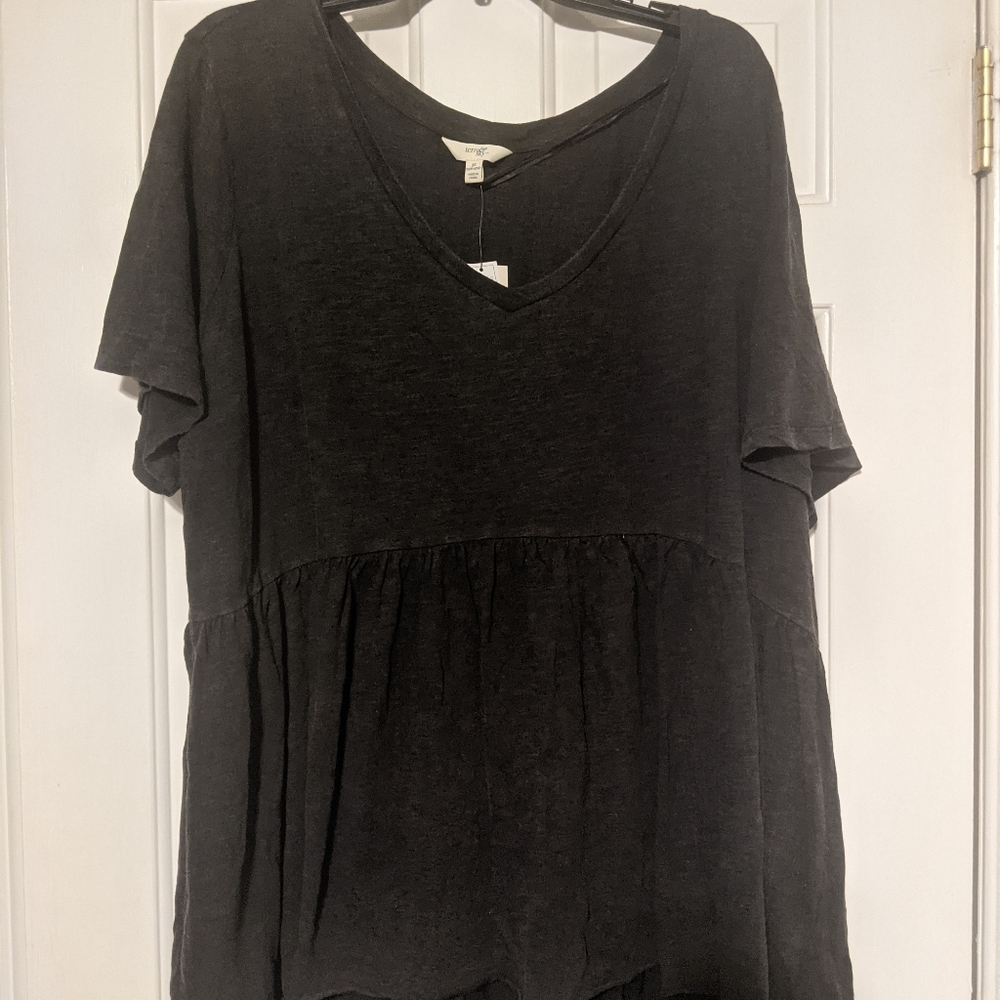 3xl Black Short Sleeve Baby Doll Top